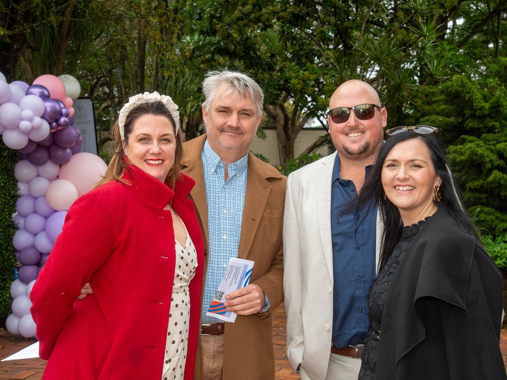 (From left) Natalie and Danny Cook with Adam and Monique OÃ&#149;Neill. Weetwood Raceday at Toowoomba Turf Club. Saturday, September 28, 2024. Picture: Nev Madsen.