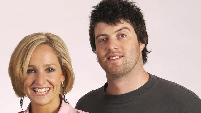 Fifi Box and Byron Cooke in 2004, when they co-hosted Triple M’s The Shebang.