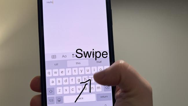 The ‘swipe to type’ is a terrific feature that allows you to join letters together in a swipe motion to create words. Picture: Elly Awesome