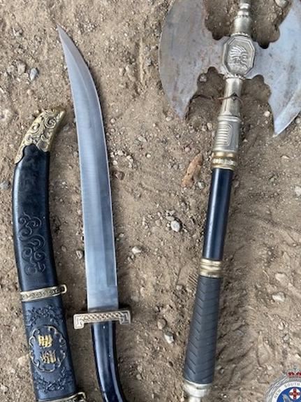 Police seized weapons including an axe. NSW Police.