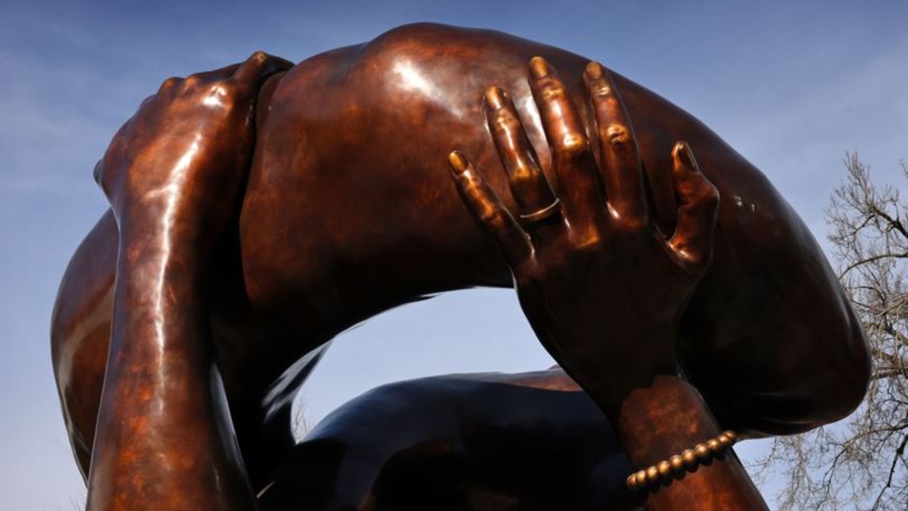 Embrace, a new Martin Luther King Jr. memorial sculpture at Boston Common, has been slammed. (Photo by Craig F. Walker/The Boston Globe via Getty Images)