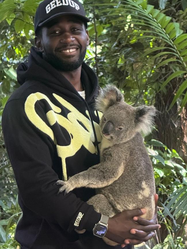 Boxing legend Terence Crawford at the Currumbin Wildlife Sanctuary. Photo: Ian Rreyno