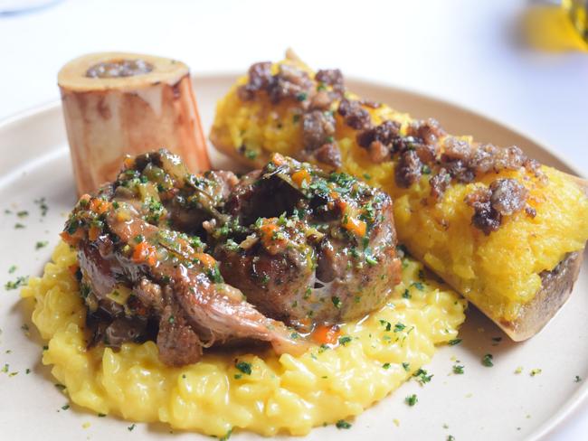 Osso bucco on saffron rice is a popular dish for diners at Becco.