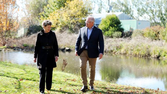 Prime Minister Scott Morrison with Eden-Monaro candidate Dr Fiona Kotvojs. Picture: Adam Taylor/PMO