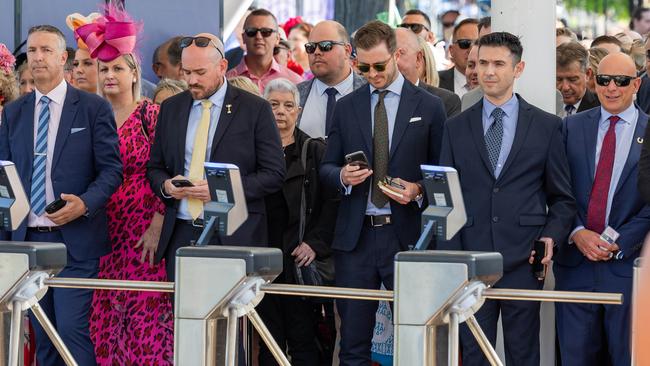 Punters arrive early to get the best spots to watch the race. Picture: Jason Edwards