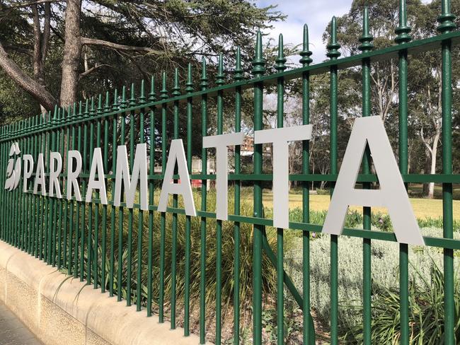Parramatta Park sign at O'Connell St. Generic Parramatta photos.