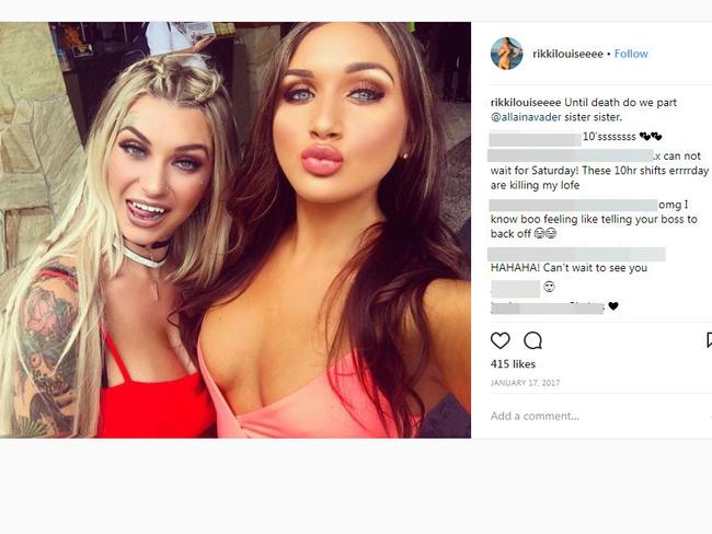 Instagram stars sisters Allaina and Rikki Louise in happier times before their men argued.