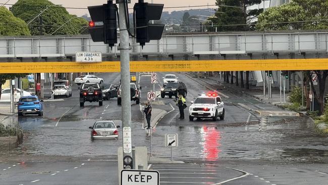 Flood damage near GMHBA Stadium.