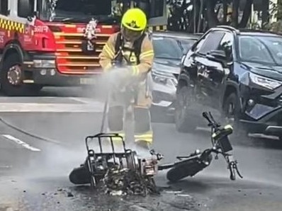 E-bike ablaze after battery blows up