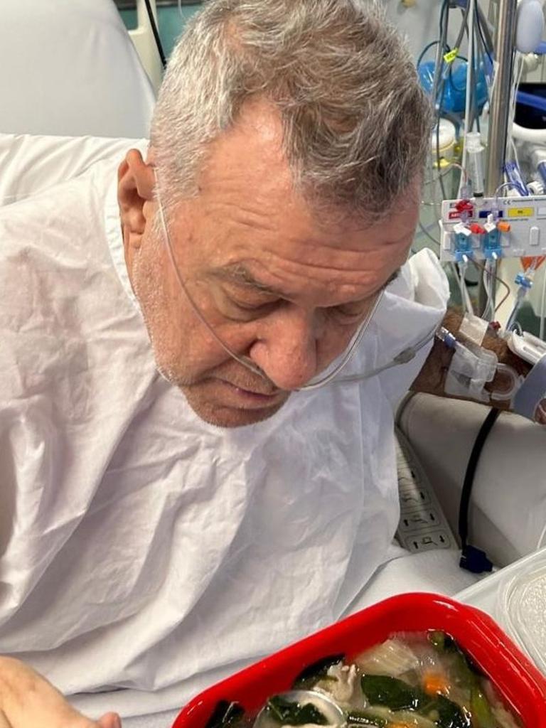 Jimmy Barnes tucks into some healing chicken soup. Picture: Instagram