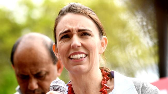 Jacinda Ardern addresses supporters in Auckland at the weekend. Picture: Getty Images