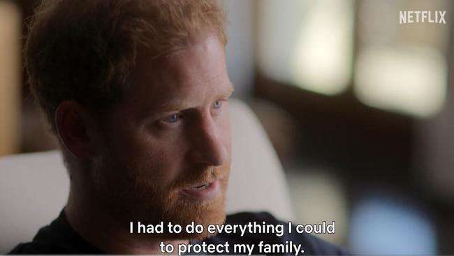 A dramatic moment from Prince Harry in the new trailer. Picture: Netflix