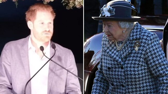 Prince Harry has spoken about his sadness at the split from the royal family in an emotional speech..