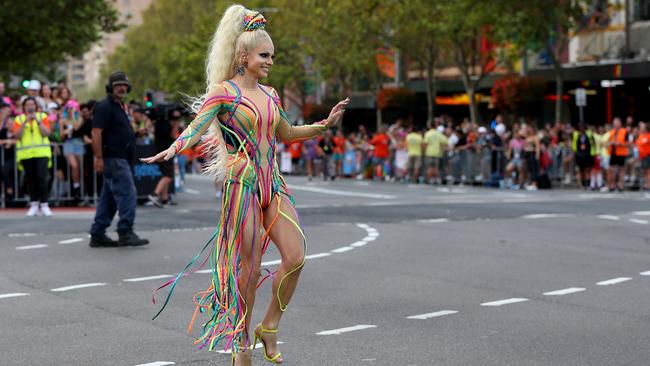 Courtney Act at 2020 Sydney Gay &amp; Lesbian Mardi Gras. Picture: Don Arnold/WireImage