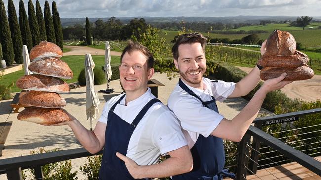 The Lane Vineyard head chef Tom Robinson with senior sous chef Cameron Ahl. Picture: Keryn Stevens