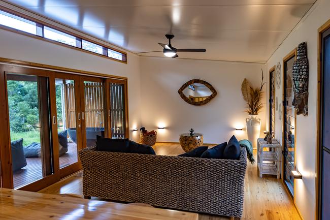The Mount Jukes Eco Resort, built from scratch by yoga aficionado David Deakin, holds glamping tents and a half-moon shaped house that face Mt Jukes and Mr Deakin says the â€œenergyâ€ of the property has to be experienced to be understood. Picture: Contributed