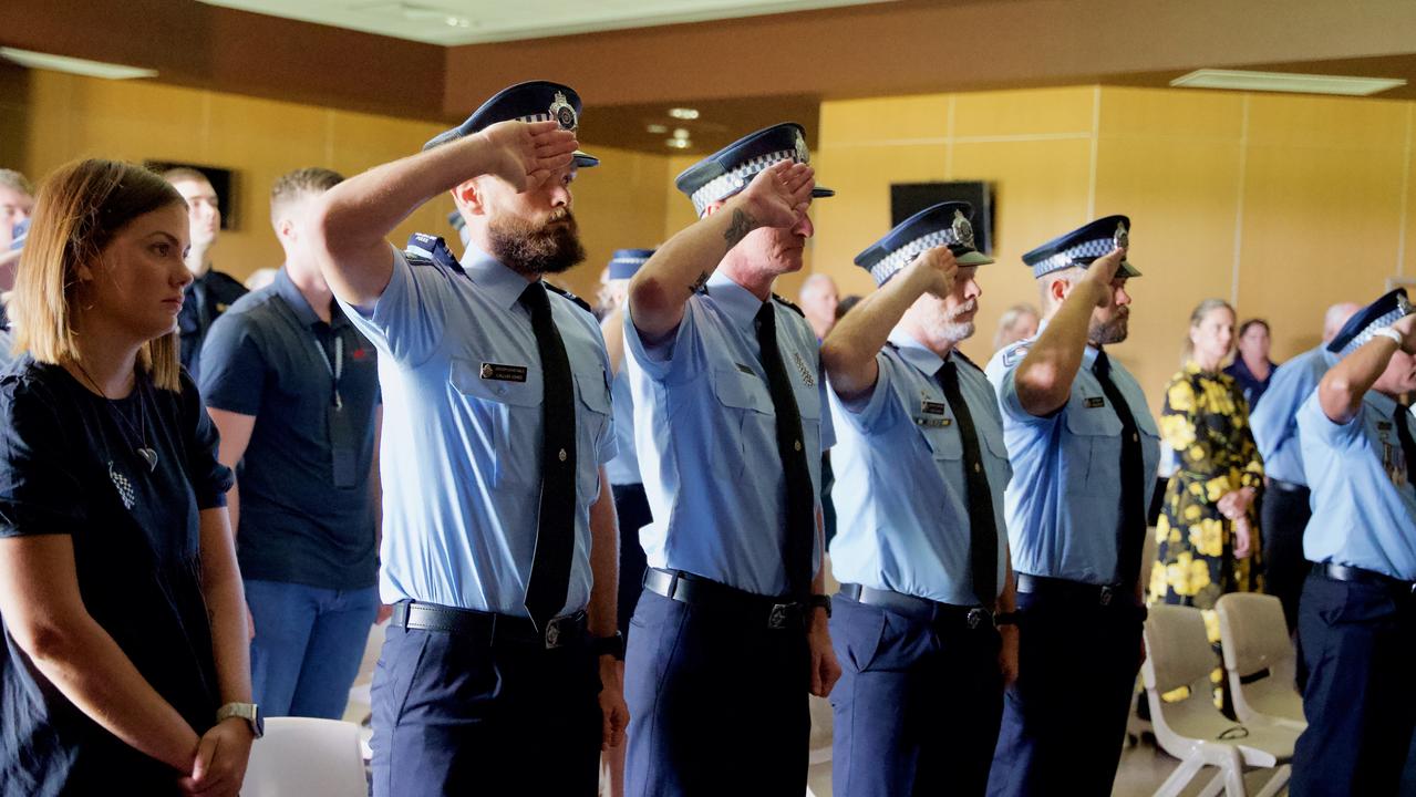 First responders, extended family and members of the Bowen community gathered at the Bowen PCYC to honour Constable Rachel McCrow and Constable Matthew Arnold on Wednesday, 21 December, 2022. Picture: Katrina Lezaic