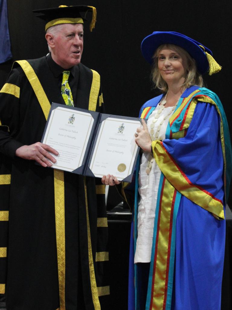 Catherine Tulloch graduated with a Doctor of Philosophy at the CQUniversity graduation ceremony in Bundaberg on December 14, 2023.