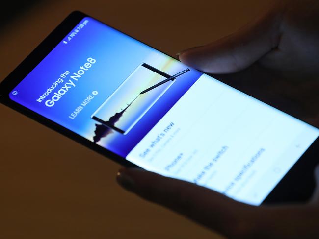 The new device is tipped to look very similar to the Galaxy Note 8 smartphone launched last year. Picture: Sean Gallup