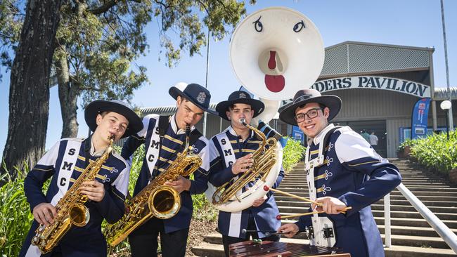 Members of the St Mary's College show band (from left) Marty Collins, Harry Hales, Phoenix Taylor and Ned Murry at the Toowoomba Royal Show, Friday, April 19, 2024. Picture: Kevin Farmer