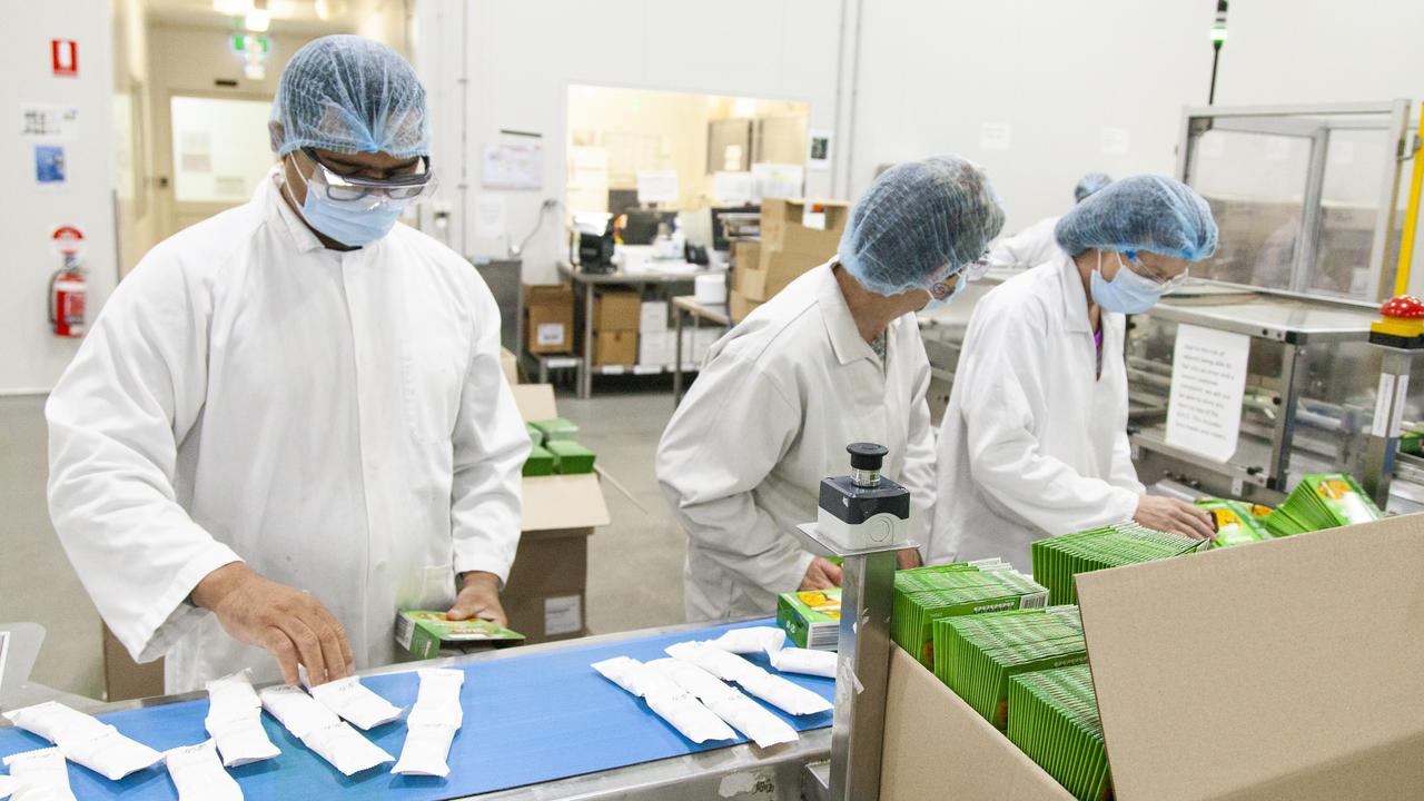 Weis workers pack ice creams on the Toowoomba factory floor.