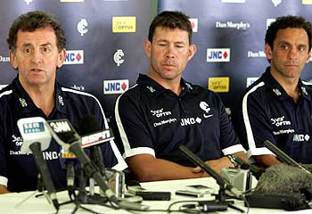 Business as usual ... Pagan and assistants Brett Ratten and Tony Liberatore