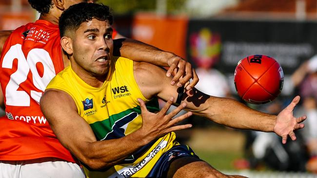 Tyson Stengle during the SANFL game between the Eagles and North Adelaide at Woodville Oval in Adelaide on Sunday, April 25, 2021. (The Advertiser/ Morgan Sette)