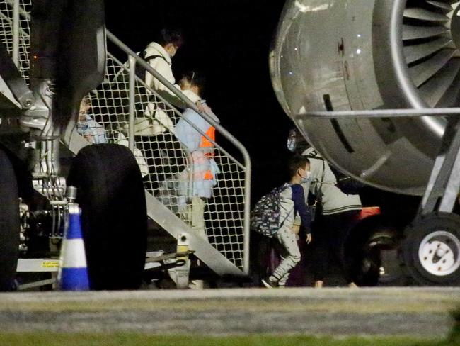 Yesterday, an evacuation plane carried 35 people to Christmas Island. Picture: Nathan Edwards