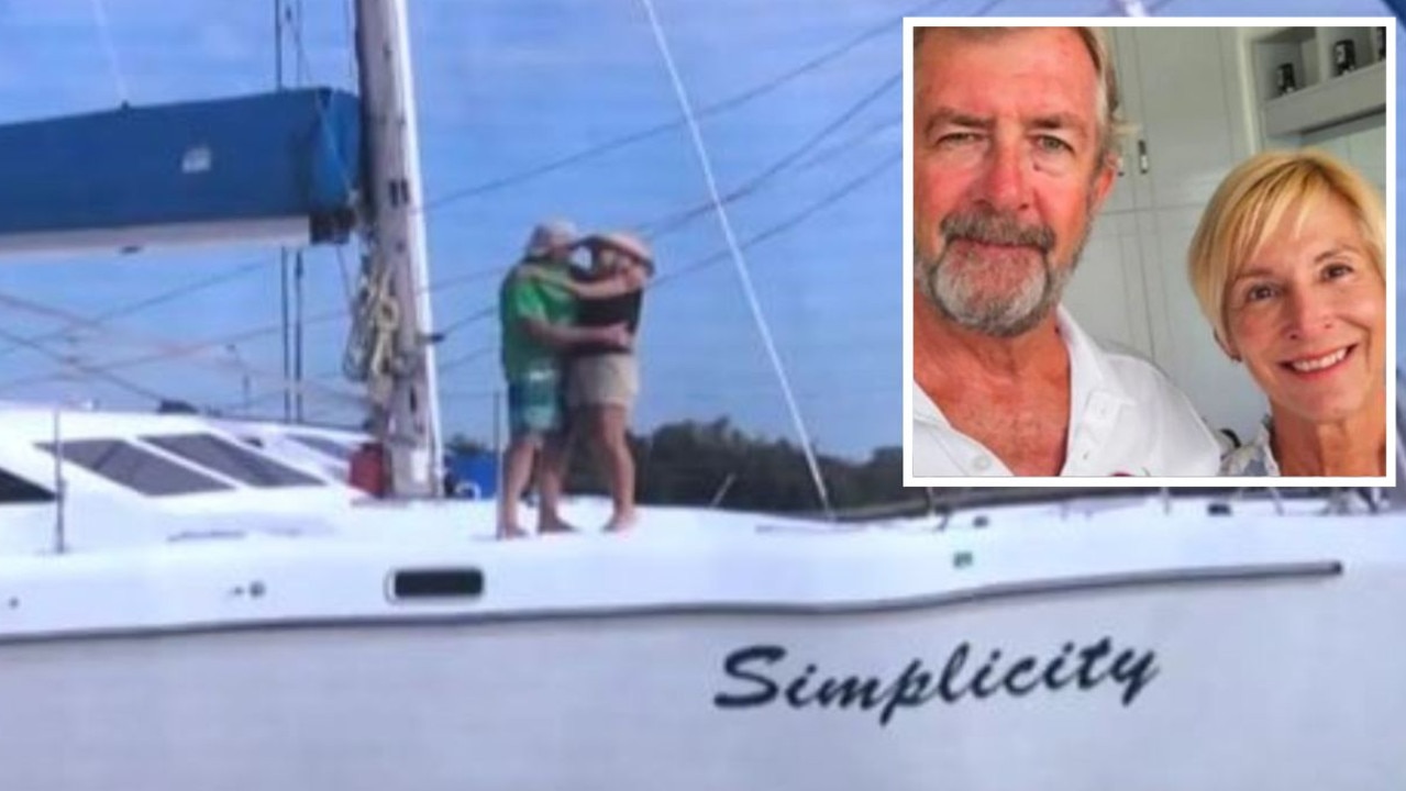 A red substance was found after a couple’s boat was hijacked by prisoners. Picture: Family handout/ New York Post
