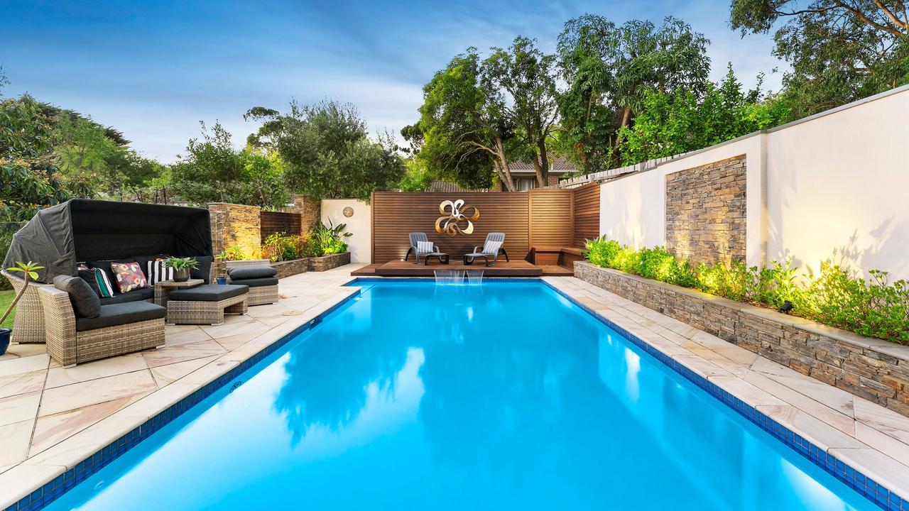 An 8m by 4m concrete pool with fitted LED lights.