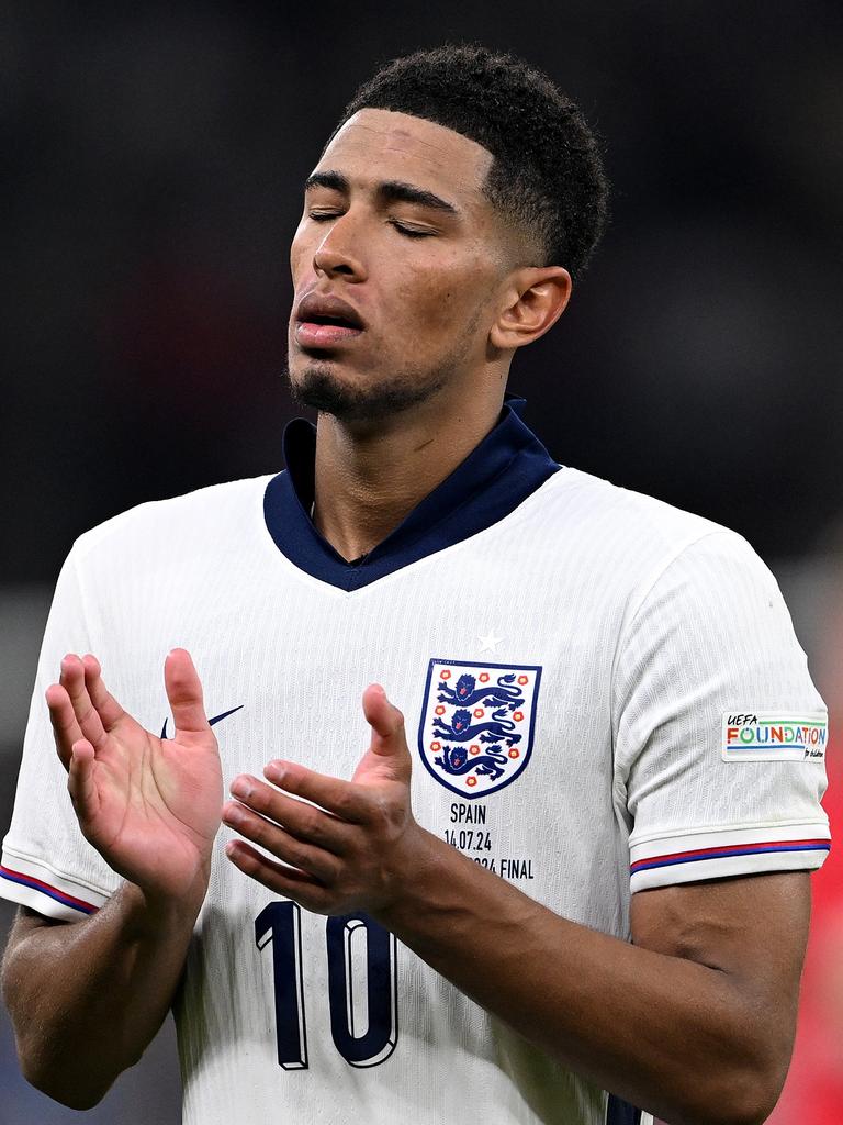 Jude Bellingham reacts after England’s loss to Spain. (Photo by Stu Forster/Getty Images)