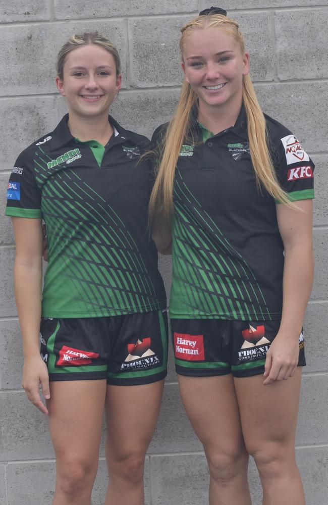 Townsville Blackhawks under-19s Logan Roncato and Brandy Yallop at the CQ Capras versus Townsville Blackhawks underage games, Browne Park, Rockhampton, on February 17, 2024.