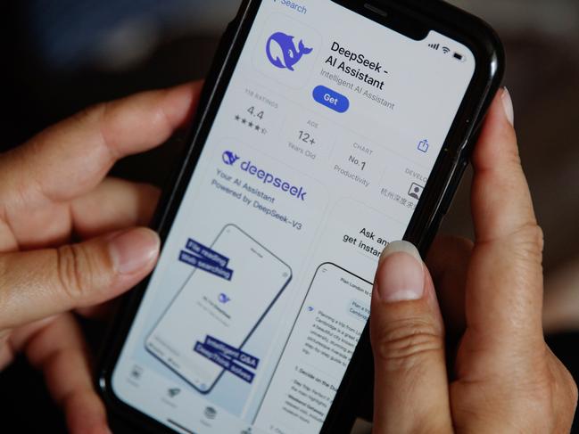 SYDNEY, AUSTRALIA - NewsWire Photos JANUARY 29, 2025: A person looks at downloading the Deepseek AI app on a smartphone. Picture: NewsWire / Nikki Short