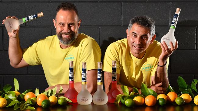 Directors Peppe Fusco and Nando Focareta at Ambra Authenic Spirits in Thebarton. Picture: Keryn Stevens/AAP