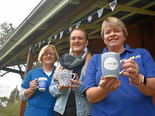 TEA TIME: Cancer Council volunteers Jenny Ferry, Tori Fleeting and Annette Huntley. Picture: Jorja McDonnell