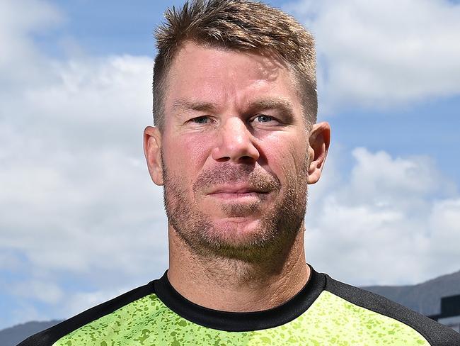 HOBART, AUSTRALIA - JANUARY 26: David Warner of the Thunder is seen during a BBL Final Media Opportunity at Consitution Dock on January 26, 2025 in Hobart, Australia. (Photo by Steve Bell/Getty Images)