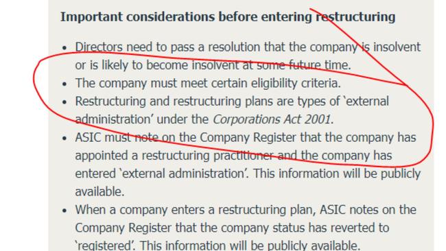 Corporate law classifies companies in the Small Business Restructuring program as in “external administration".