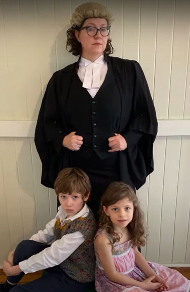 Brisbane barrister Laura Reece says working from home and home schooling her children Oskar and Astrid Öresjö during the pandemic has its challenges.