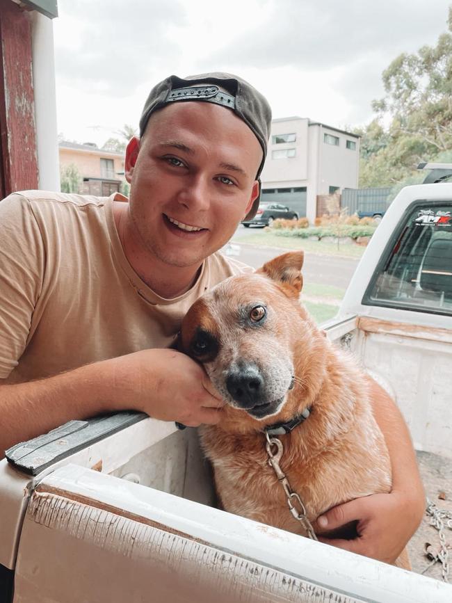 Lewis Parkin with his beloved dog, Rusty. Picture: Supplied