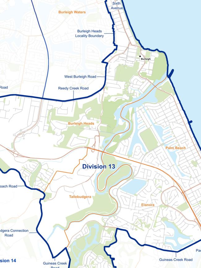 Gold Coast Division 13 Electoral Commission map 2020. Photo: ECQ