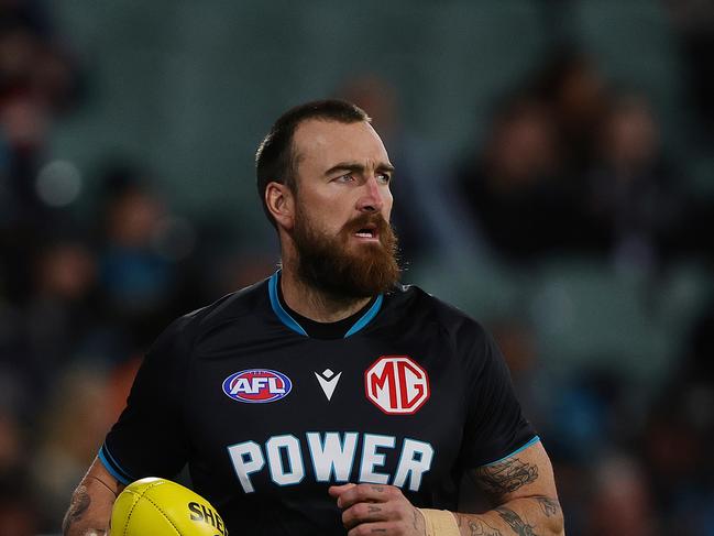 ADELAIDE, AUSTRALIA – APRIL 26: Charlie Dixon of the Power during the 2024 AFL Round 07 match between the Port Adelaide Power and the St Kilda Saints at Adelaide Oval on April 26, 2024 in Adelaide, Australia. (Photo by Sarah Reed/AFL Photos via Getty Images)