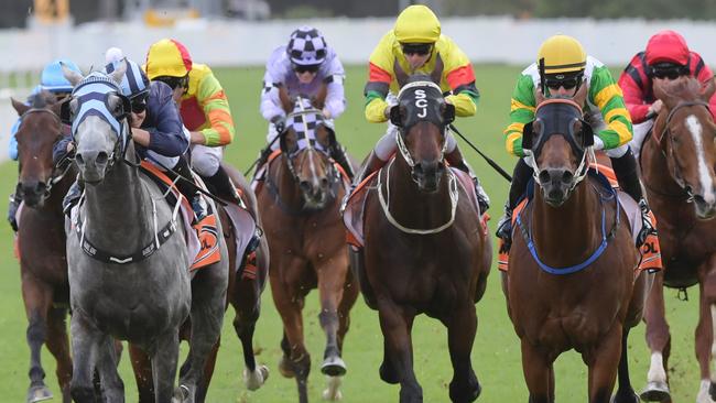 Jockey Brenton Avdulla rides Glenall to victory in race 5, the Listed Hawksbury XXXX Gold Rush, during Stand Alone Saturday Race Day at Hawkesbury Race Club, Clarendon, Saturday, April 28, 2018. (AAP Image/Simon Bullard) NO ARCHIVING, EDITORIAL USE ONLY