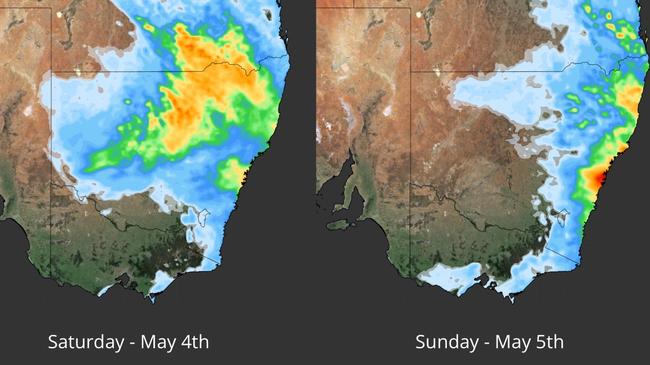 The wet weather will concentrate towards coastal NSW on Sunday. Picture: Weatherzone.