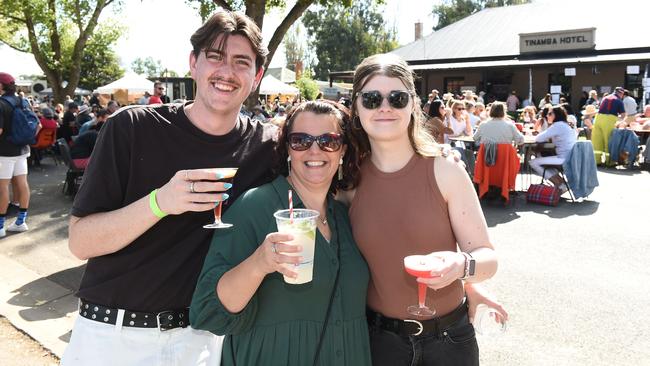 Tinamba Food and Wine Festival — Ben Gray, Mel Meldrum and Maddi Scott. Picture: David Smith