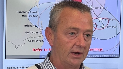 Local Disaster co-ordinator Mark Ryan talking about Cyclone Alfred at the Disaster and Emergency Management Centre.