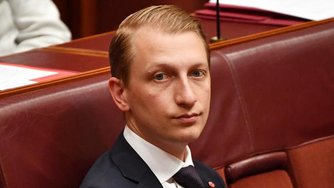 Liberal Senator James Patterson during an Interactive Gambling Amendment Bill in the Senate chamber at Parliament House in Canberra, Tuesday, March 21, 2017. (AAP Image/Mick Tsikas) NO ARCHIVING