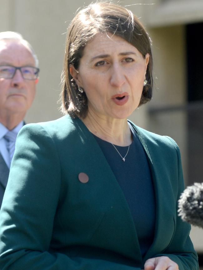 Premier Gladys Berejiklian announced the two new cases this morning. Picture: Jeremy Piper