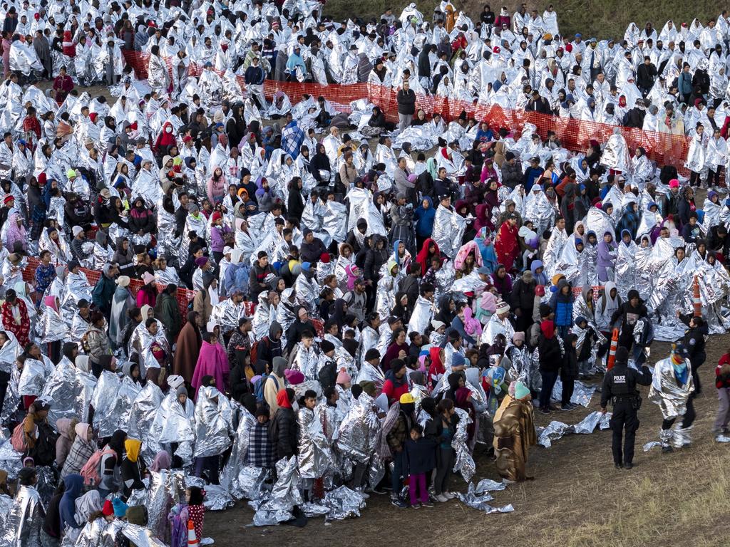 A surge of migrants crossing the border at Eagle Pass, Texas in December. Picture: Getty Images