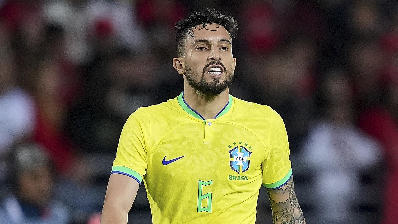 Alex Telles playing for Brasil in March.