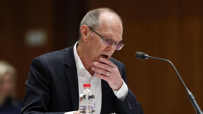 Prime Minister and Cabinet Secretary Phil Gaetjens is grilled by the Senate inquiry scrutinising the government’s coronavirus pandemic response. Picture: Gary Ramage